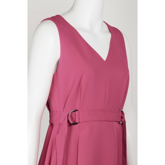 NWT! Emma & Michele V-Neck Sleeveless Tie Waist Hi-Low Dress - Fuchsia - Picture 5 of 8